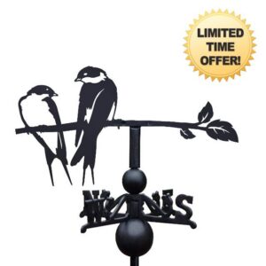 Black Cast Iron Large Swallow Weathervane - Outdoor Garden Roof Weathervane Orname