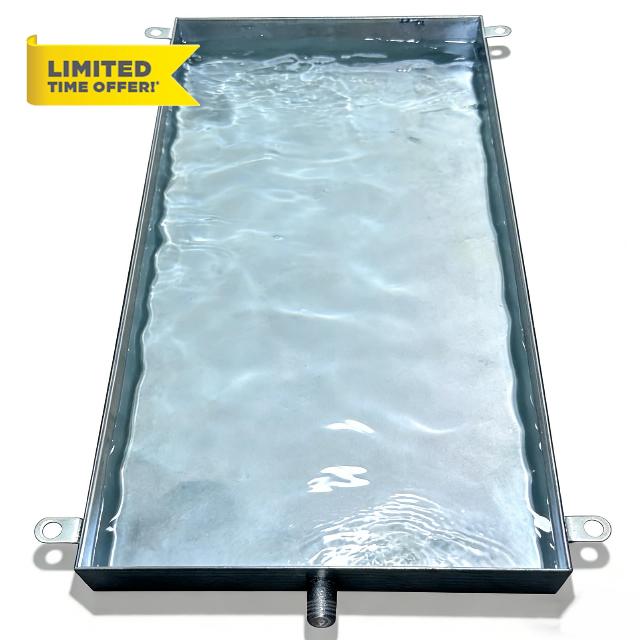 Heavy Duty Stainless Steel Drip Tray with Drain Outlet and Hanging Lugs for HVAC Units and Outdoor Grills
