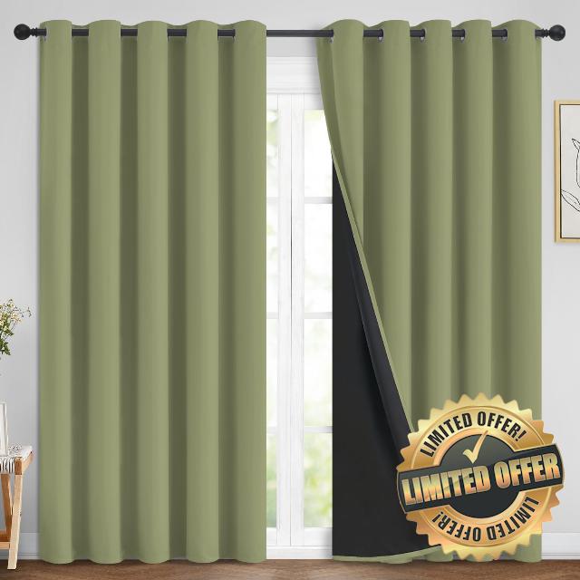 Yakamok Sage Blackout Curtains 84 Inches Long for Bedroom 70" Wide 2 Panel                                                          Blackout Curtain Panels for Bedroom