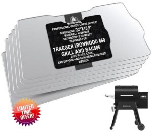 6 Packs BAC506 Drip Tray Liners for Traeger Ironwood 650 Series Grills