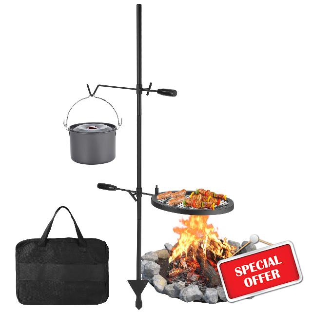 Heavy-Duty 360° Swivel Campfire Grill