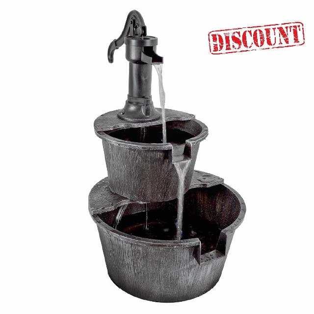 GardenKraft Rustic 2 Tier Garden Water Fountain