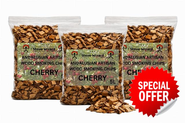 Cherry Smoking Wood Chips Bundle 3 x 5 Litres | Rich sweet fruitwood smoke