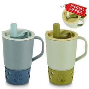 SUGARCANE Toddler Handle Leak-Resistant Sippy Cups 9 oz - 2 Pack Blue Joy | LFGB & USDA Certified