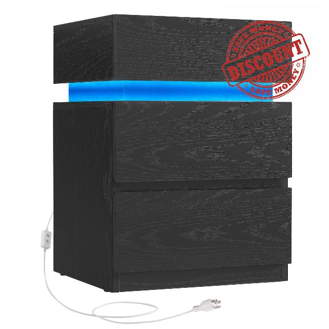 VASAGLE KAILYN Collection - Bedside Table with LED Lights