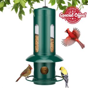 Kingsyard Squirrel Proof Bird Feeder for Outdoors Hanging