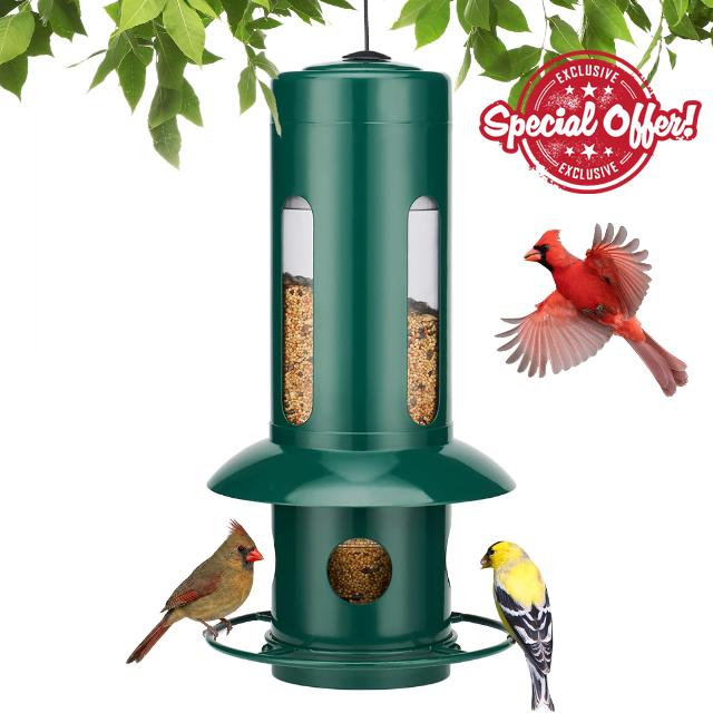 Kingsyard Squirrel Proof Bird Feeder for Outdoors Hanging