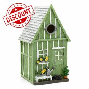 CKB LTD Wooden Bird Nesting Box House Hanging Green Garden Shed                                                          Weatherproof Outdoor Nest Home for Blue Tits and Other Small Birds