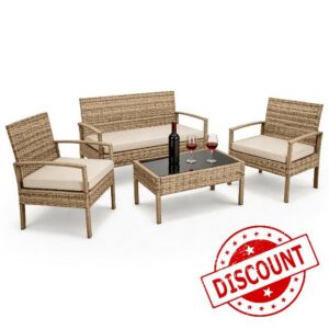 Minifactory 4-Piece Weatherproof Polyrattan Garden Furniture Set