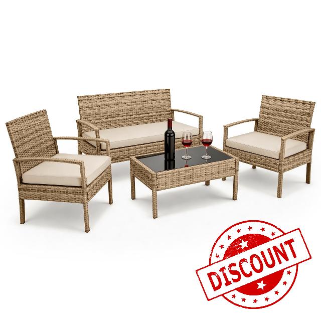 Minifactory 4-Piece Weatherproof Polyrattan Garden Furniture Set