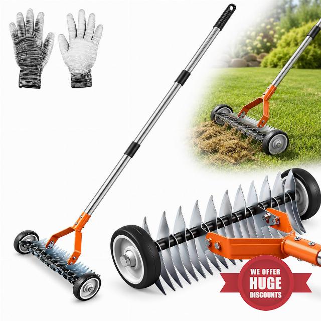 Garden Scarifying Rake with Wheels