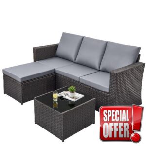 attanstar 4 Seater Rattan Garden Furniture Set