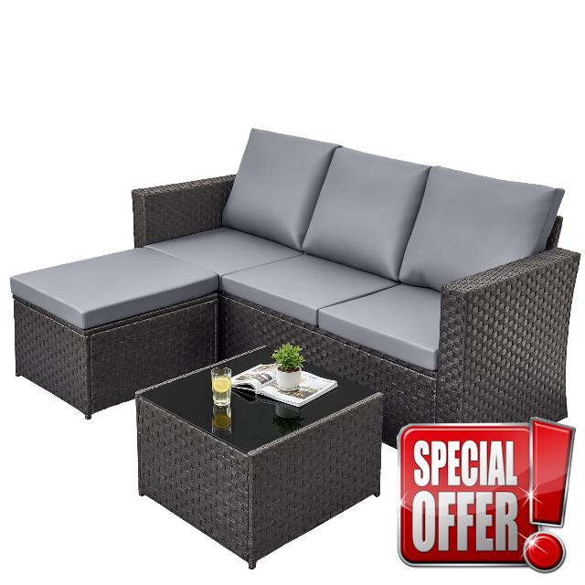 attanstar 4 Seater Rattan Garden Furniture Set