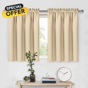 DWCN Beige Room Darkening Curtains for Kitchen/Bedroom