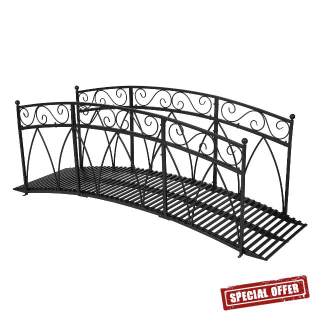 KINTNESS 8 FT Garden Bridges for Outdoors - Arch Walkway Metal Bridge