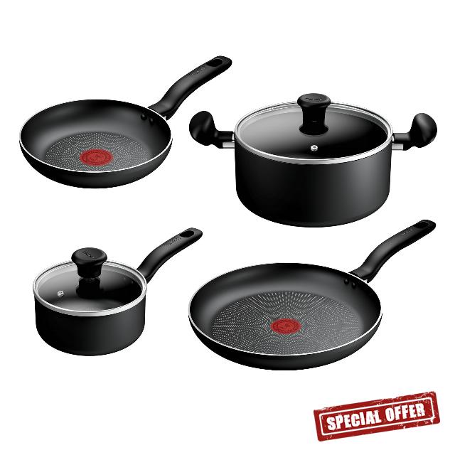Tefal Titanium Essential Non-Stick 4-Piece Pan Set with Stewpot | Aluminium