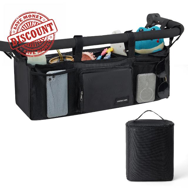 Double Pram Bag Organiser with 2 Insulated Cup Holders                                                          Pram Accessories