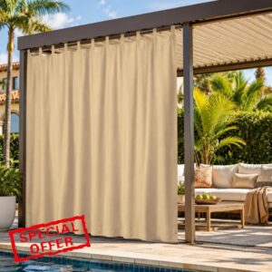 Lapalife Waterproof Outdoor Curtains Extra Wide Patio Pergola Gazebo Drapes                                                          100''x 96'' Patio Blackout Curtai