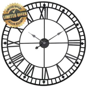 80cm Large Garden Wall Clock - Outdoor Waterproof Metal Roman Numerals