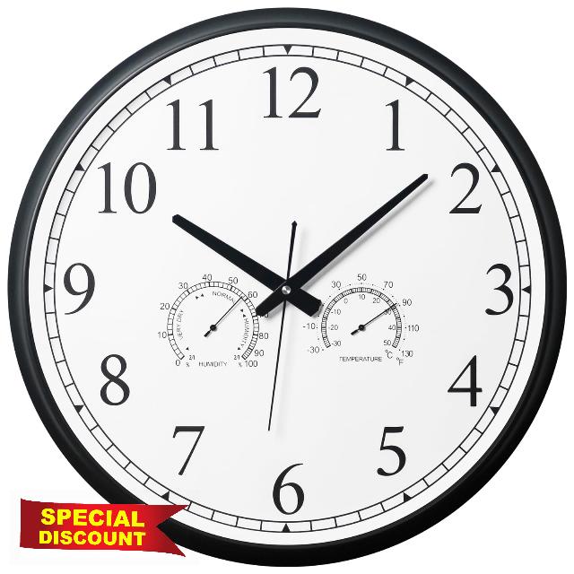 OCEST 18 Inch Garden Wall Clock with Thermometer Hygrometer | Waterproof design