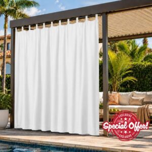 Lapalife Waterproof Outdoor Curtains Extra Wide Patio Pergola Gazebo Drapes | 100''x 84'' Patio Blackout Curtai