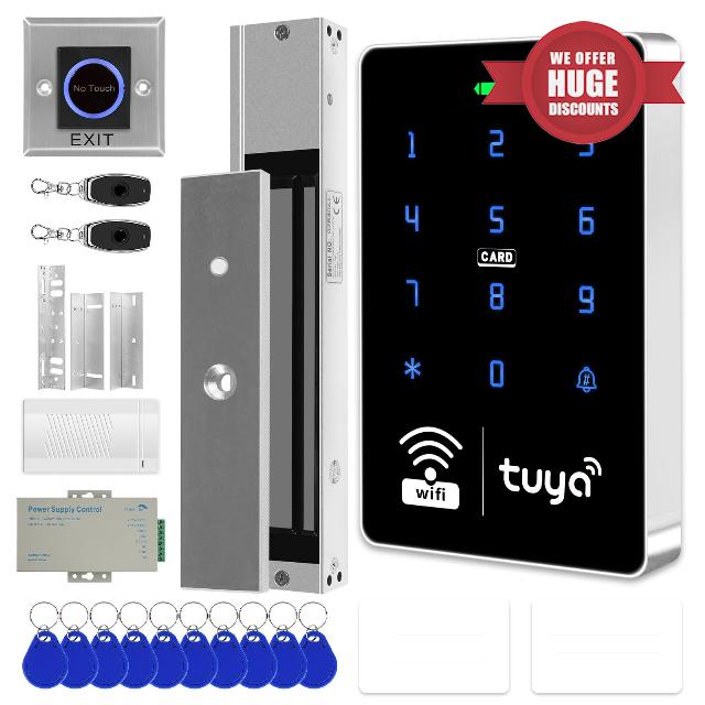 WiFi TUYA Complete Security Access System Kit with Waterproof RFID Touch Keypad Door Lock