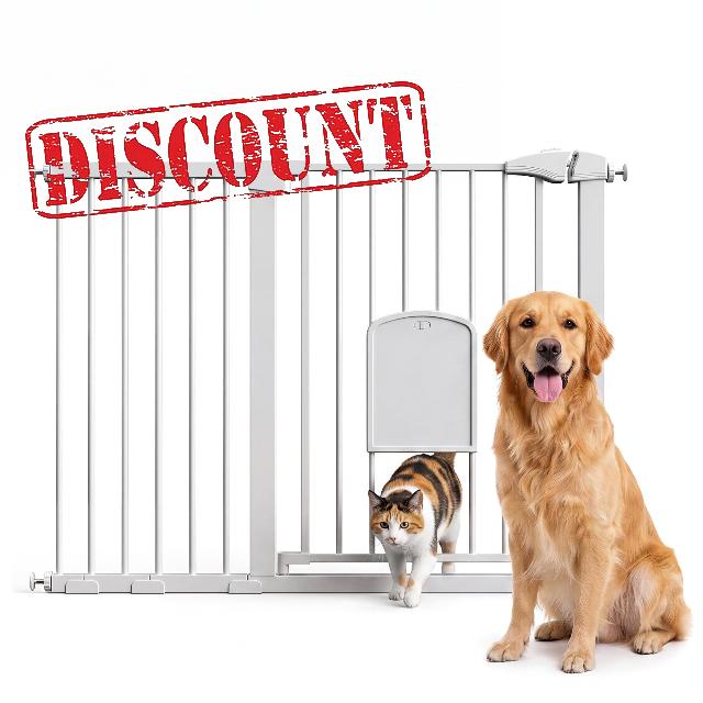 76cm Metal Pet Safety Gate with Cat Door
