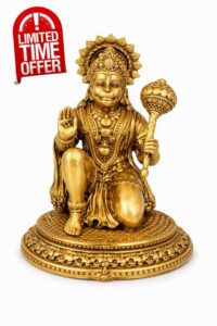 BEXCO Sitting Hanuman Ji Brass Idol | Bajrangbali Sankat Mochan Hanuman Murti Statue Figurine Perfect for Puja
