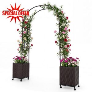 COSTWAY Garden Arch with Planter Box