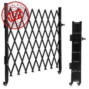 GarveeHome 1.3x1.1m Expandable Steel Scissor Security Barrier Gate w/Wheel                                                          4 Lockable 360° Castors Heavy-Duty Steel Construction Tool-Free Foldable Storage 2-in-1 Indoor/Outdoor Use