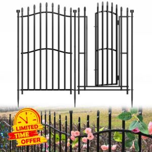10 Panels No Dig Decorative Garden Fence with Gate - 102cm H x 7m L
