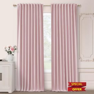SHINELAND Pink Blackout Curtains 86 Inches Long 2 Panels Blackout for Nursery Baby Room
