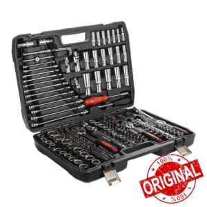 216Pcs Socket Set Ratchet Tool Kit with Case 72-Tooth Chrome Molybdenum Ratchet Wrench Torque Socket Bit Set & Hex Keys Complete Mechanic Tool Set for Car Bicycle Auto Home Repai