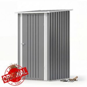 JUMMICO 3.3x3.4ft Small Metal Garden Shed Outdoor Tool Storage for Garden Equipment Bikes Wheelie Bins Weatherproof Ventilated Secure Shelter for Patio Backyard Allotment