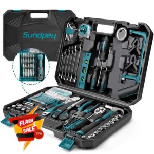 Sundpey 257-PCs Portable Complete Household Tool Kit for Home DIY with Case                                                          with Mechanic Tool Set & Wrench Kit & Precision Screwdriver Set & Hex Keys