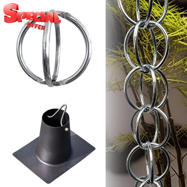 ain chains for gutters uk Garden Porch for Eaves Drainage Metal Double Loop Rain Gutter Chains Aluminum Alloy Suitable for home balconies and terraces
