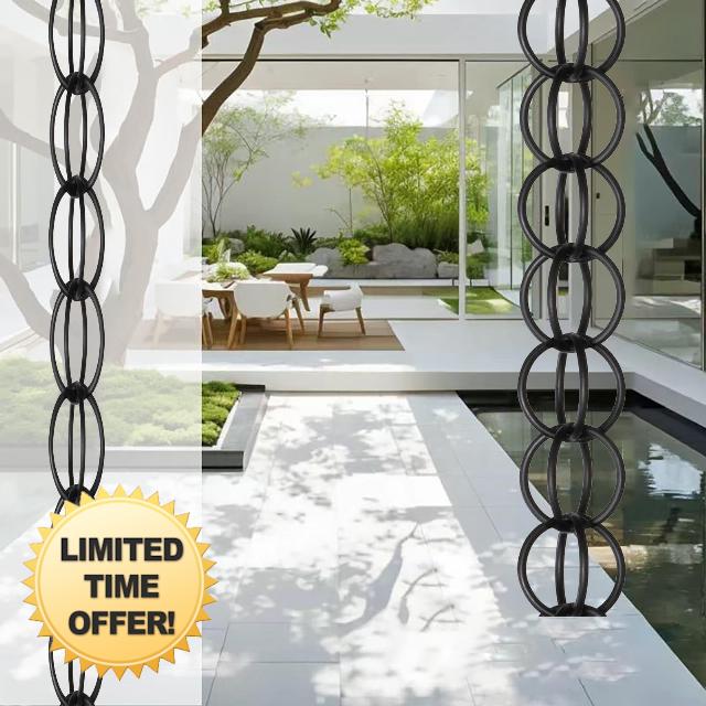 Outdoor Rain Chime for Gutters - Iron Rain Chain -Water Drainage System