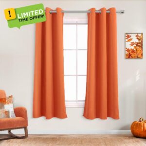 Mrs.Naturall Orange Blackout Curtains 63 Inch Length