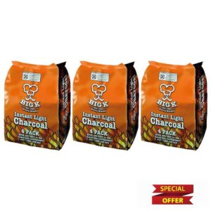 Big K Instant Light 4kg x 3 | Instant Lighting BBQ Fuel | 12 x 1kg Bags for Family Gatherings