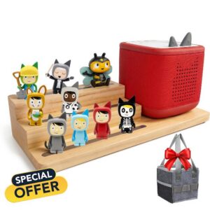 Gieanoo 3-Tier Tonie Storage with Grey Carrying Bag Compatible Toniebox 1&2 | Tonie Display Stand Compatible with Toniesbox 1 and Toniesbox 2