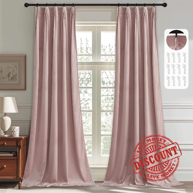 StangH Pinch Pleated Velvet Curtains for Bedroom