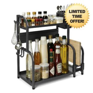 Lubardy Spice Rack 2 Tier Kitchen Countertop Organizer Metal Storage Shelf                                                          Coffee Station Organizer with Non-Slip Feet