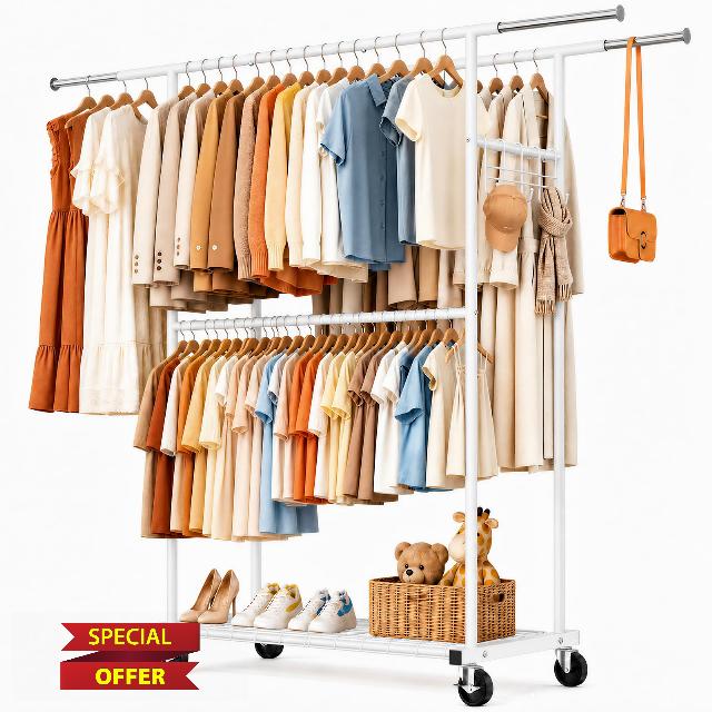 Heavy Duty Clothes Rail on Wheels