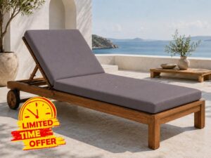 L S U Sun Lounger Cushion Waterproof Recliner Pad Removable Cover Zipper Outdoor Garden Deck Bed (Charcoal)