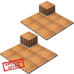 TANGZON Acacia Wood Deck Tiles