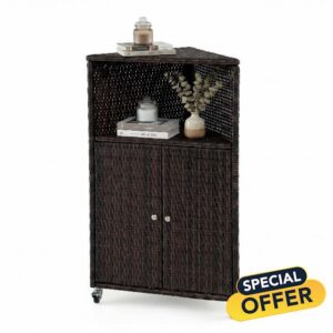 TANGZON Outdoor Rattan Storage Cabinet