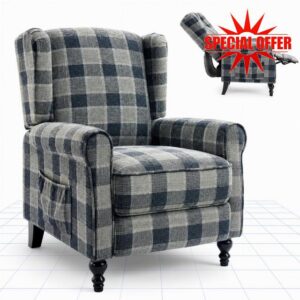 FLEXISPOT Recliner Chair Armchair Adjustable Single Chair Sofa for Relaxing Accent Chair Pushback for Living Room Bedroom Wing Back Reclining | Grey