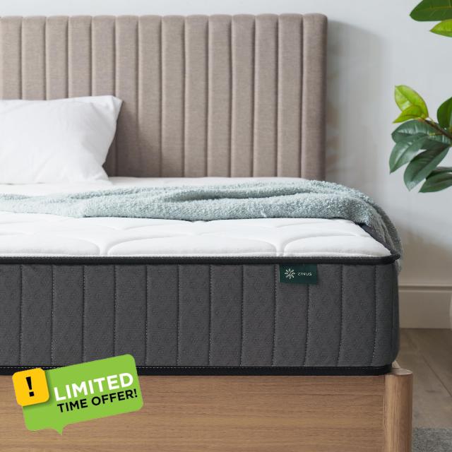 Zinus Double Memory Foam Mattress & Pocket Spring - 4ft6 (135 x 190 cm) - 6'' Height - Medium Firmness - Skin -friendly Hybrid Mattress - Orthopaedic Support - Designed in UK