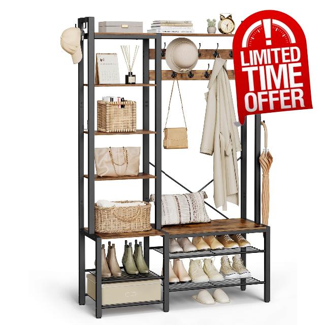 VASAGLE Coat and Shoe Rack