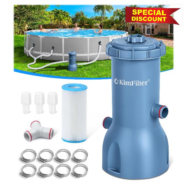 KimFilter Pro Series 1000 GPH Above Ground Pool Filter Pump | Efficient Filtration & Powerful Water Circulation